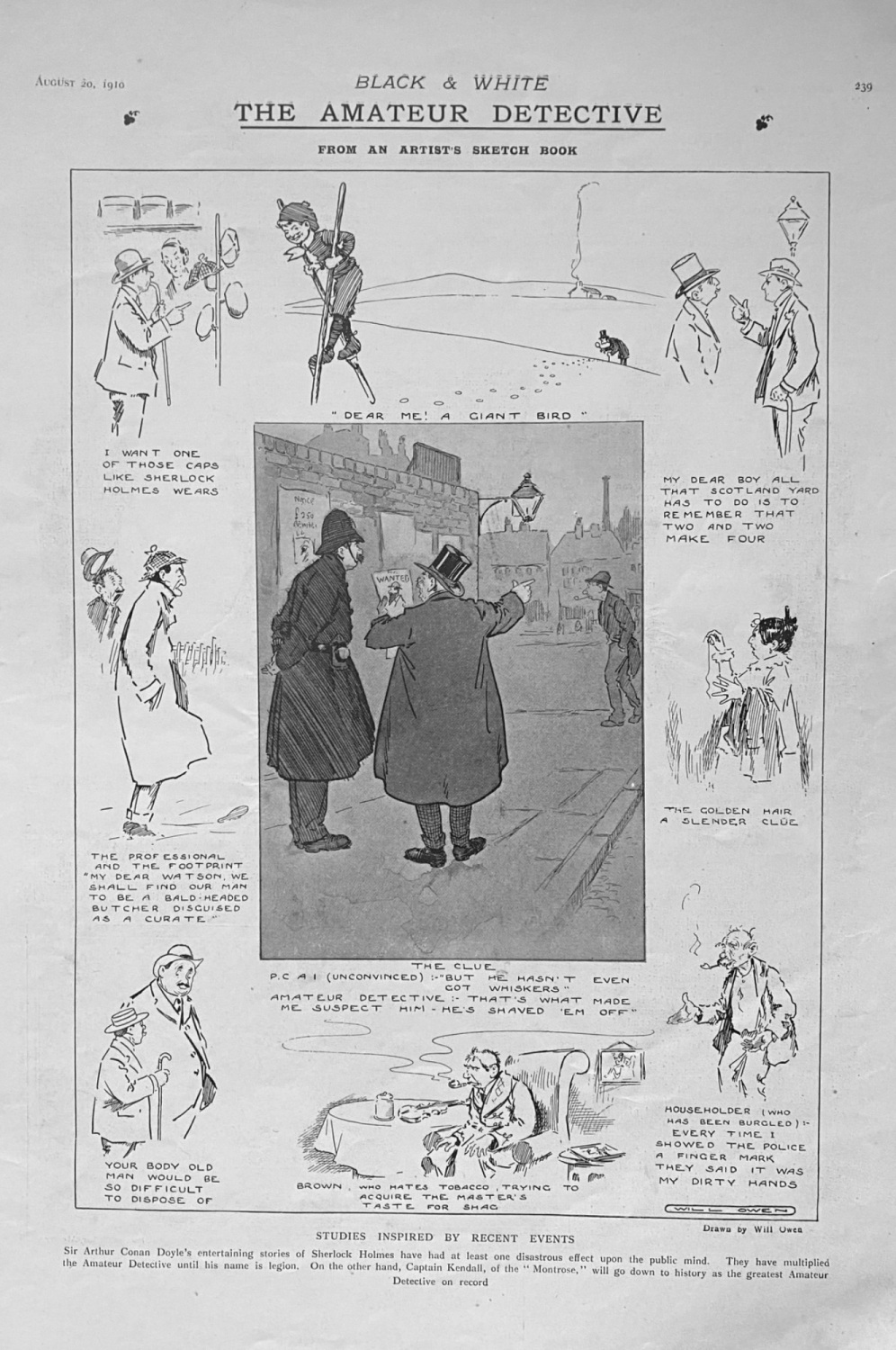 The Amateur Detective.  From an Artist's Sketch Book.  1910.