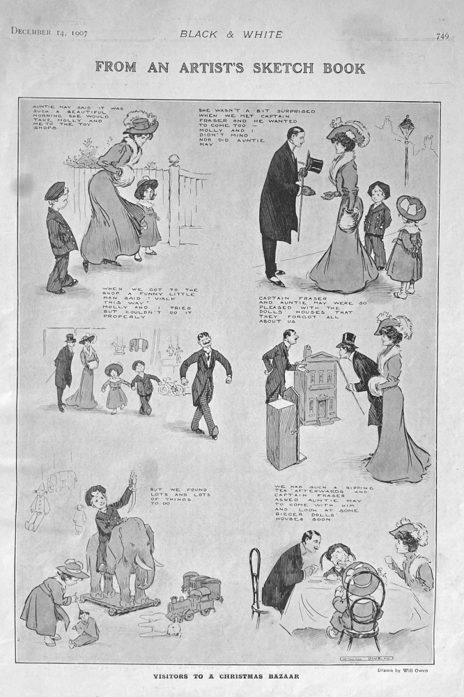 From an Artist's Sketch Book, :  Visitors to a Christmas Bazaar.  1907.