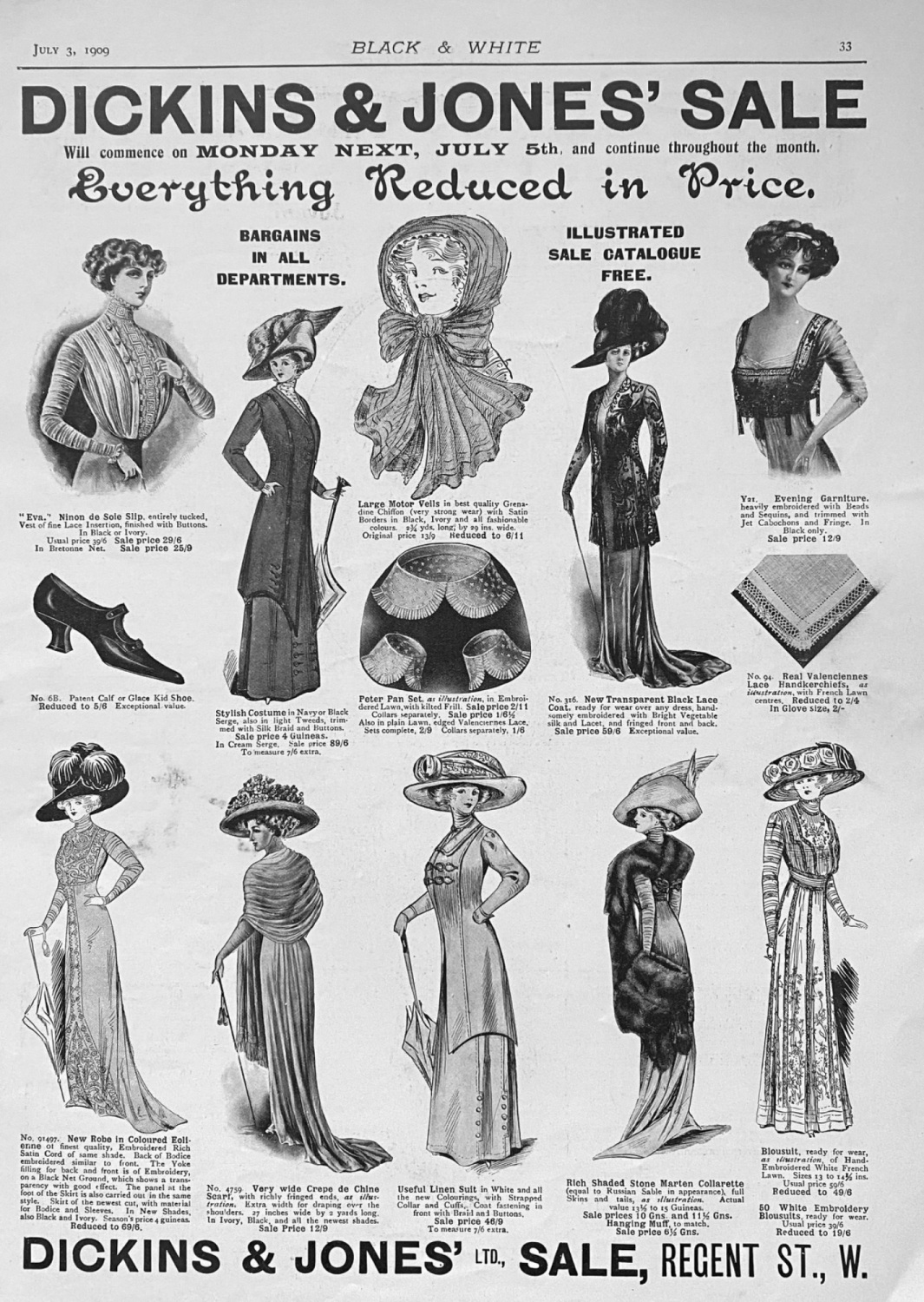 Dickins & Jones'  Ltd., Sale, Regent St., W. London.  1909.