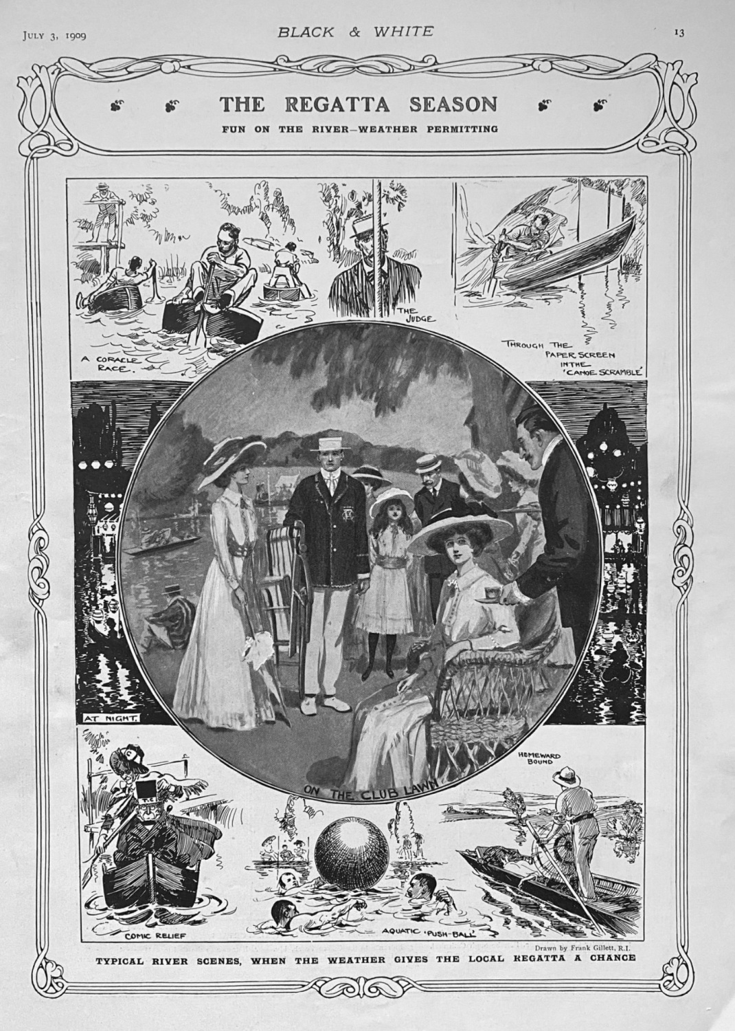 The Regatta Season : Fun on the River - Weather Permitting.  1909.