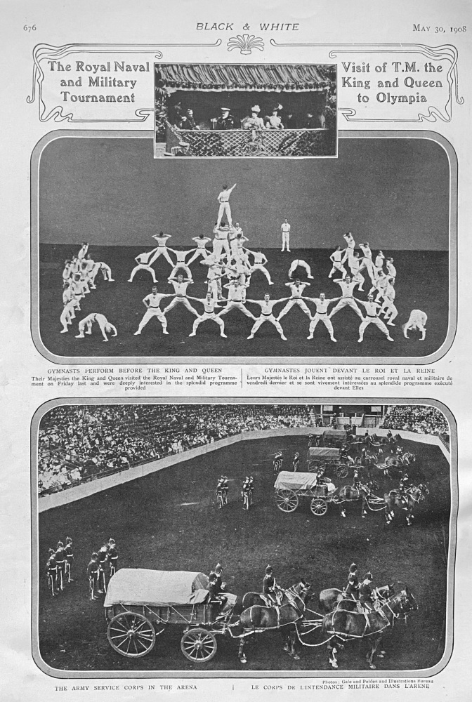 The Royal Naval and Military Tournament : Visit of T.M. the King and Queen to Olympia.  1908.