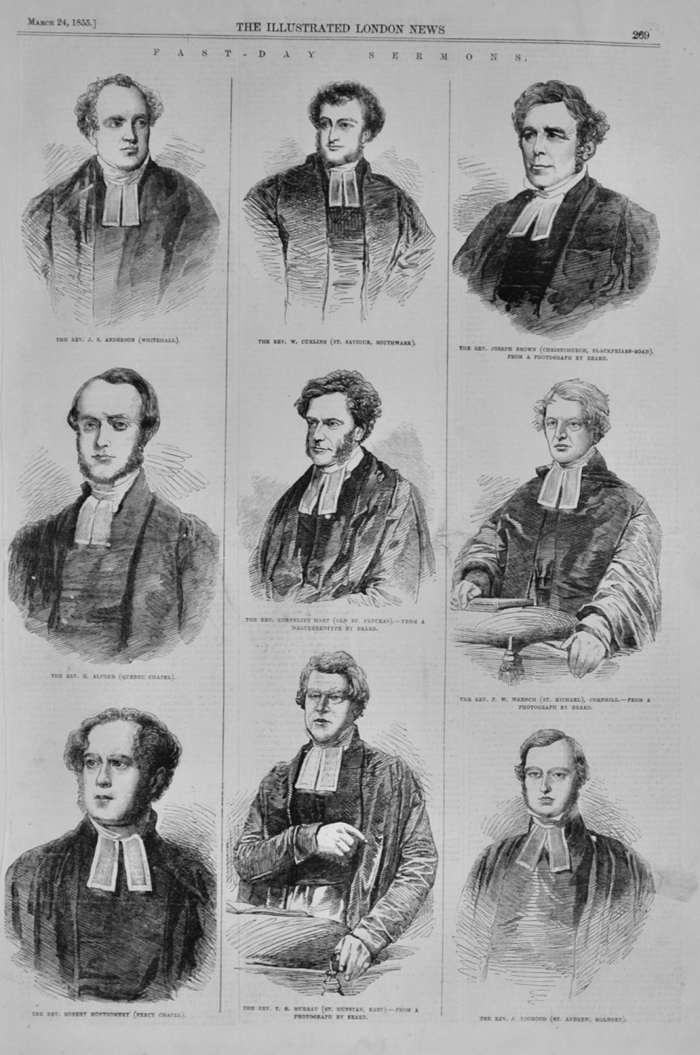 2 page article with engravings - Fast-Day Sermons