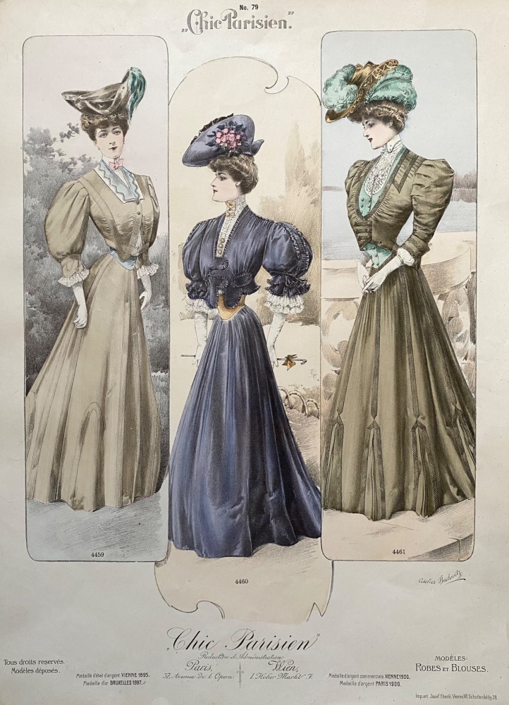 "Chic Parisien," Issue No. 79.   Fashion Plates No. 4459, 4460, 4461.   1905c.