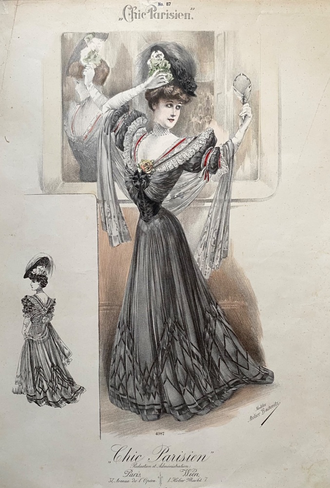 "Chic Parisien,"  Issue No. 87.  .Fashion Plate No. 4987.   1905c.
