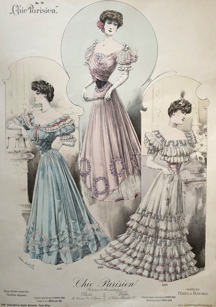 "Chic Parisien"  Issue No. 78..  Fashion Plates No's  4387,  4388,  & 4389.