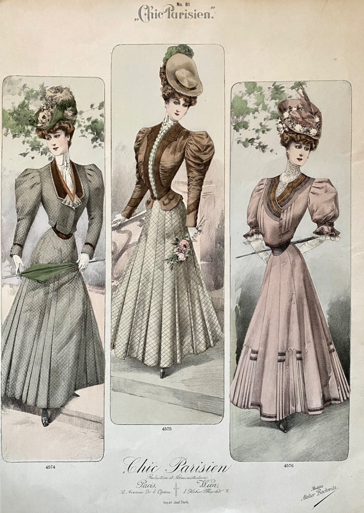 "Chic Parisien"  Issue No. 81.    Fashion Plate No's 4574,  4575, and 4576.