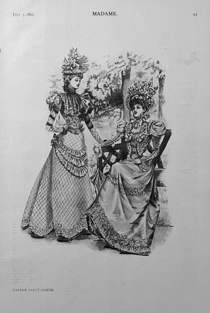 Garden Party Gowns.  (Fashion Illustration)  1897.