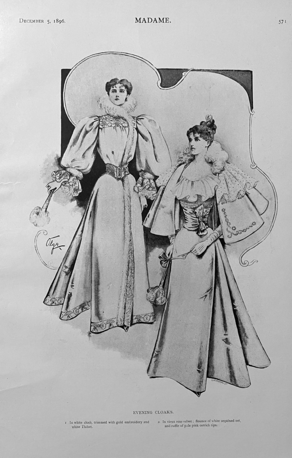Evening Cloaks.  (Ladies' Fashion Illustrations)  1896.