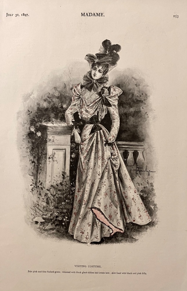 Visiting Costume. (Ladies' Fashion illustration)  1897.
