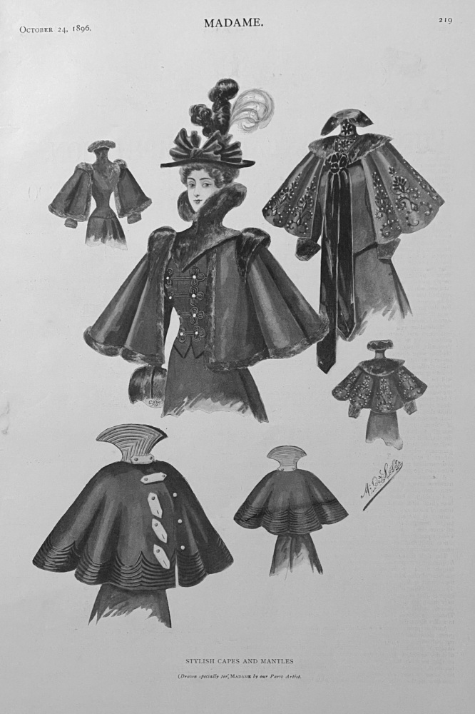 Stylish Capes and Mantles.  (Ladies' Fashion Illustrations)  1896.