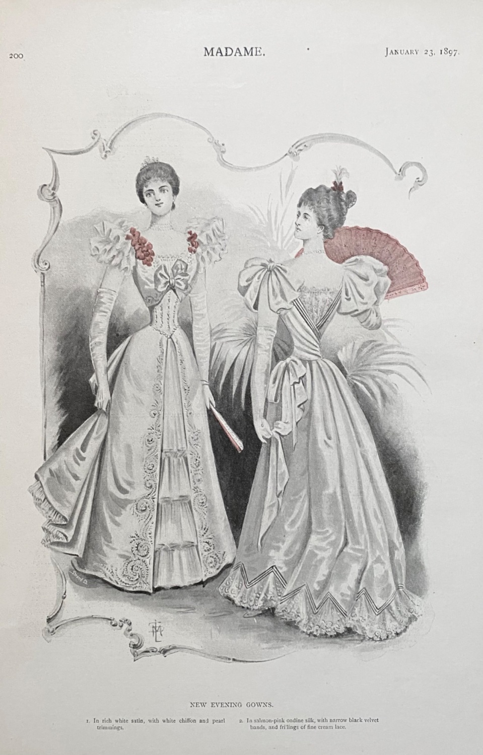 New Evening Gowns.  (Ladies' Fashion Illustrations)  1897.