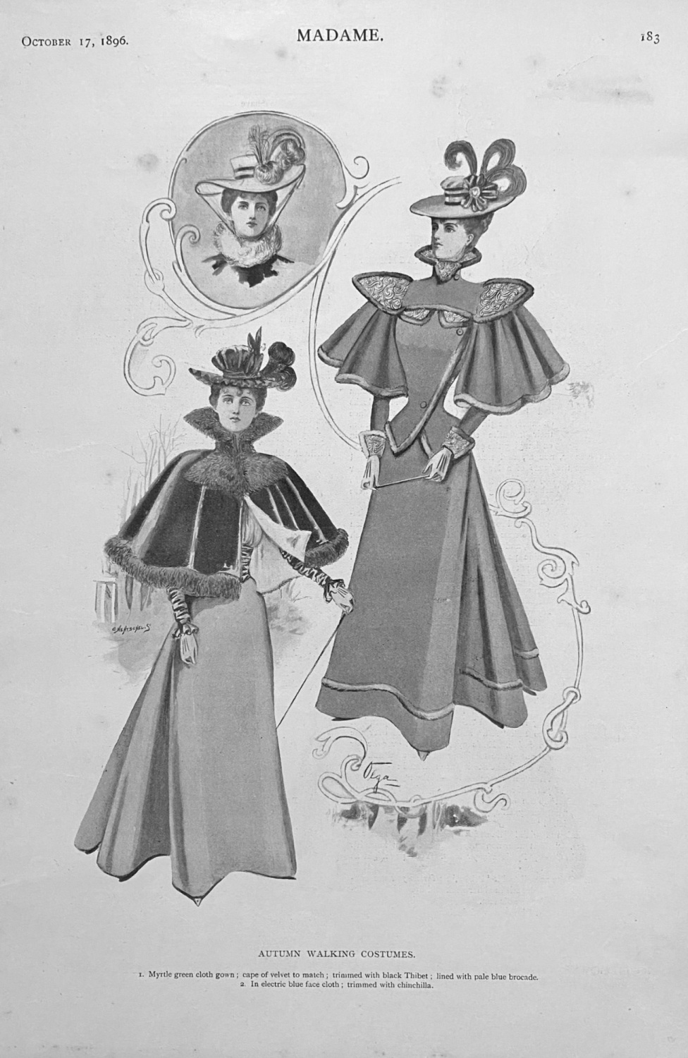 Autumn Walking Costumes.  (Ladies' Fashion Illustrations).  1896.