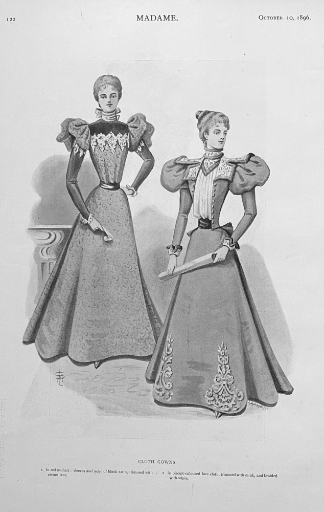 Cloth Gowns.  (Ladies' Fashion Illustrations)  1896.