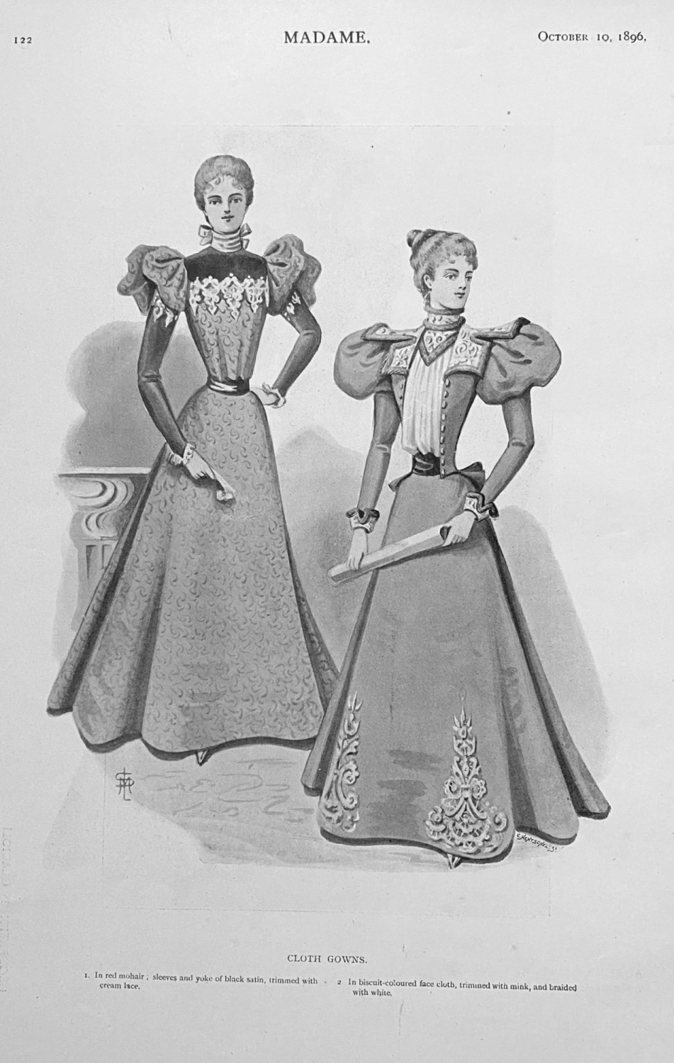 Cloth Gowns.  (Ladies' Fashion Illustrations)  1896.