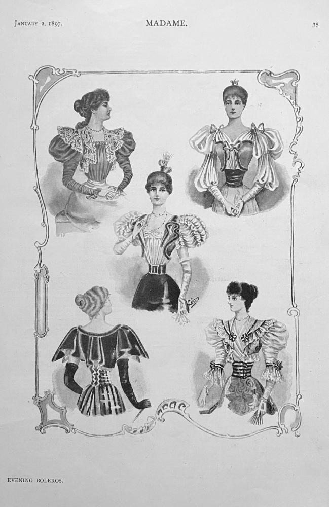 Evening Boleros.  (Ladies' Fashion Illustrations)  1897.