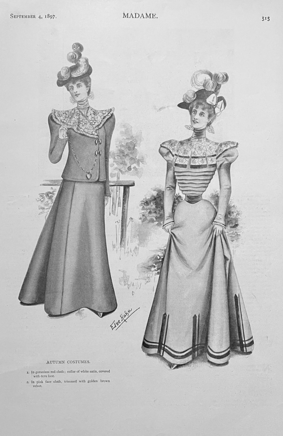 Autumn Costumes.  (Ladies' Fashion Illustration)  1897.