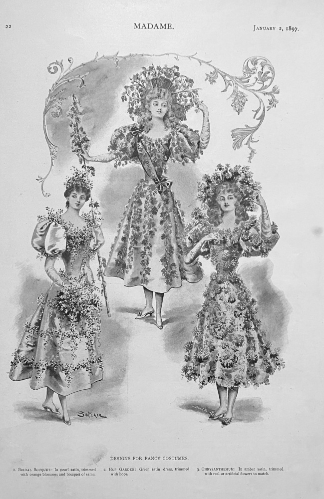 Designs for Fancy Costumes.   (Ladies' Fashion Illustrations)  1897.