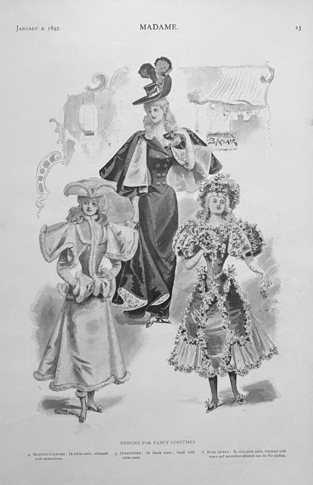 Designs for Fancy Costumes.  (Ladies' Fashion Illustrations.)  1897.