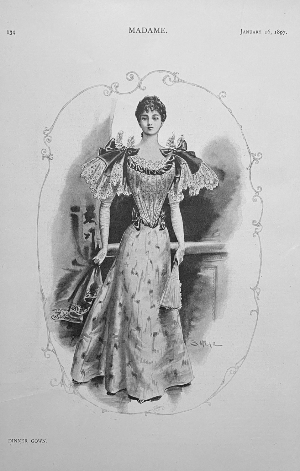 Dinner Gown.  (Ladies' Fashion Illustration.) 1897.