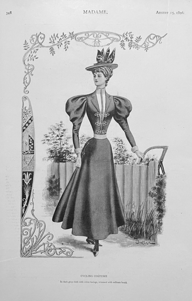 Cycling Costume.  (Ladies' Fashion Illustration).  1896.