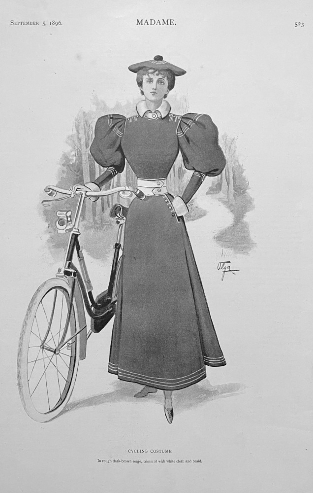 Cycling Costume.  (Ladies' Fashion Illustration)   1896.