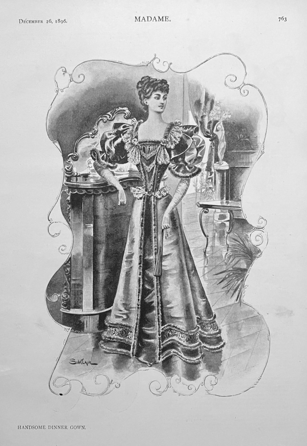 handsome Dinner Gown.  (ladies' Fashion Illustration.)  1896.