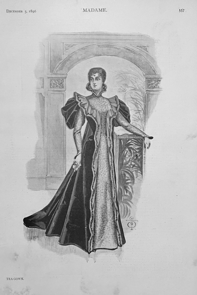 Tea Gown  (Ladies' Fashion Illustration.)  1896.