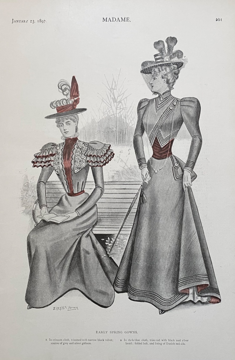 Early Spring Gowns.  (Ladies' Fashion Illustration).  1897.