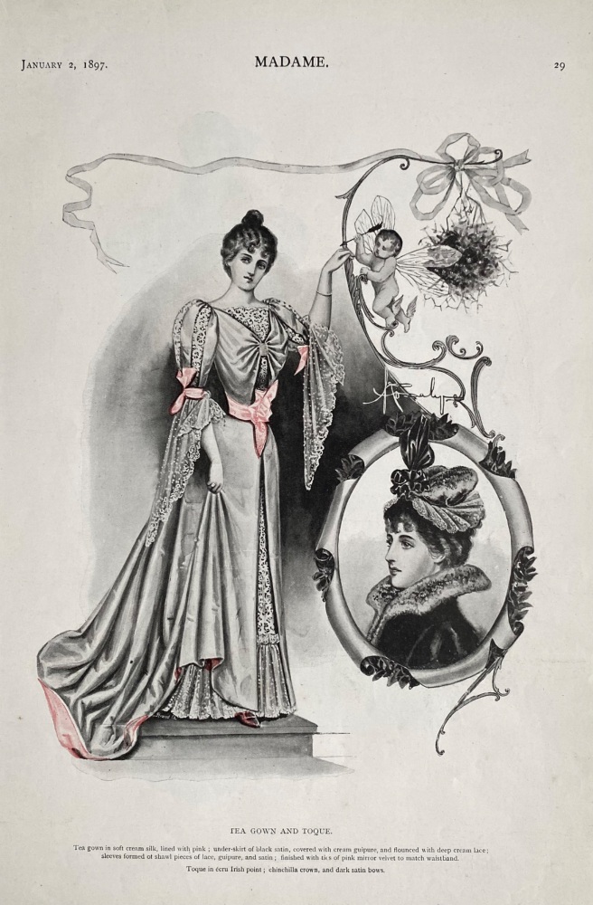 Tea Gown and Toque.  &  Tea Jackets.  1897.