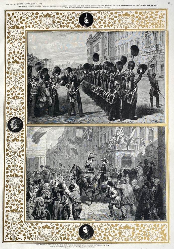 The Scotch Fusilier Guards Parading before Her Majesty the Queen and the Prince Consort on the Morning of their Embarkation for the Crimea, Feb. 28th,