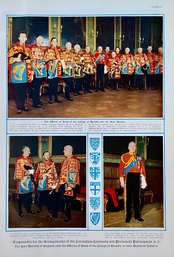 The Earl Marshal of England ; and the Officers of Arms of the College of heralds, in their Mediaeval Tabards. 1953.