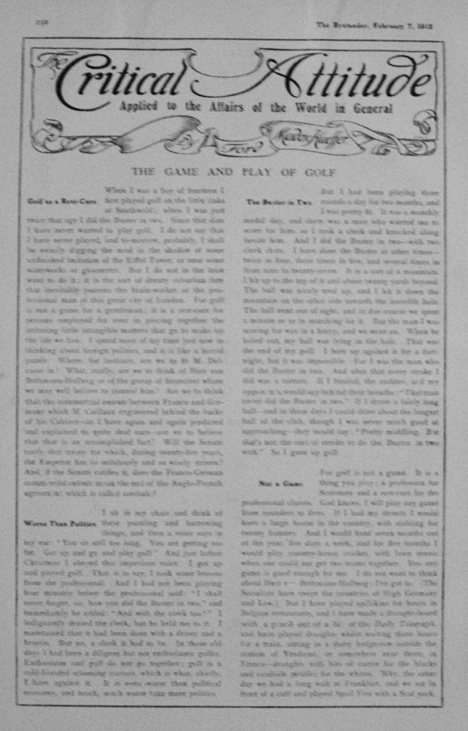 The Game and Play of Golf