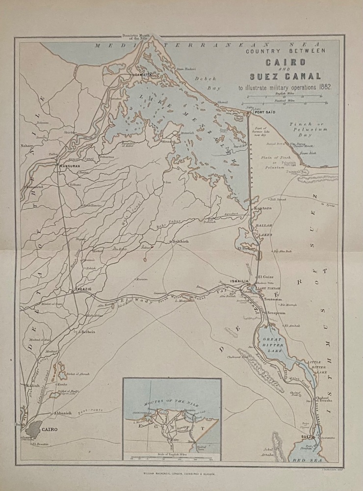 Country Between Cairo and Suez Canal to illustrate military operations.  1882.