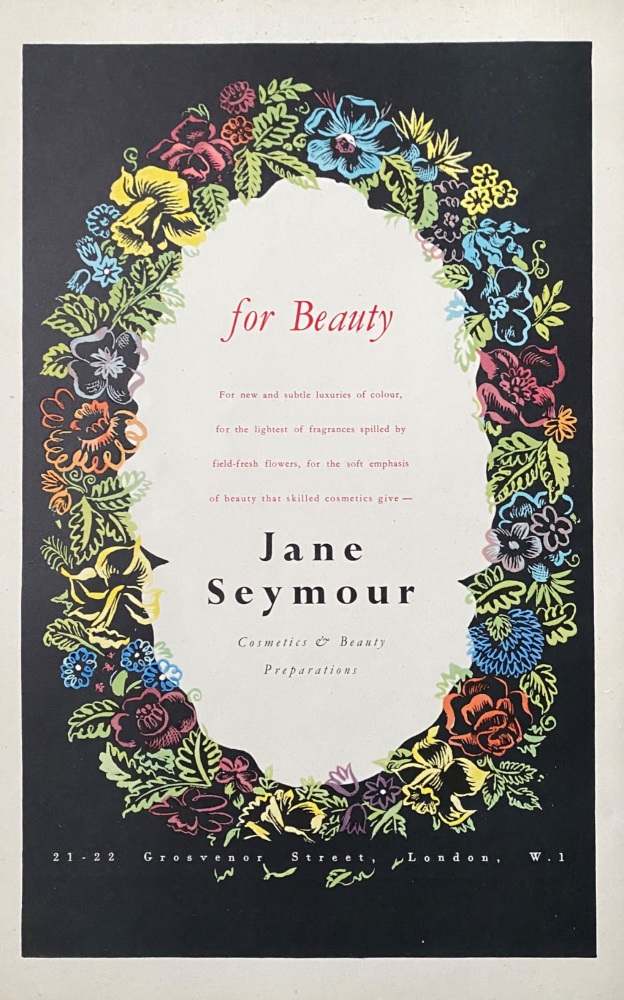 Jane Seymour,  Cosmetic & Beauty Preparations.  1946-7.