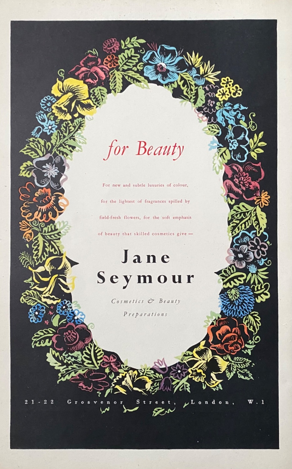 Jane Seymour,  Cosmetic & Beauty Preparations.  1946-7.