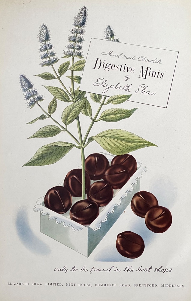 Hand Made Chocolate Digestive Mints by Elizabeth Shaw.  1946-7.