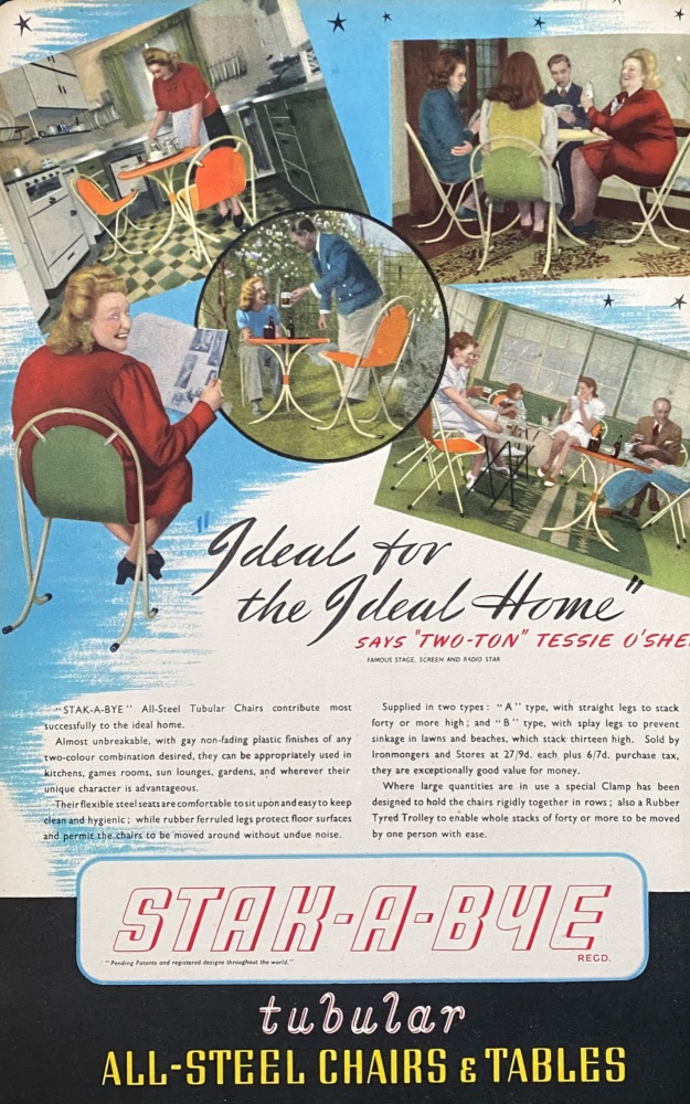 Stak-A-Bye.  tubular All-Steel Chairs & Tables.  1946-7.
