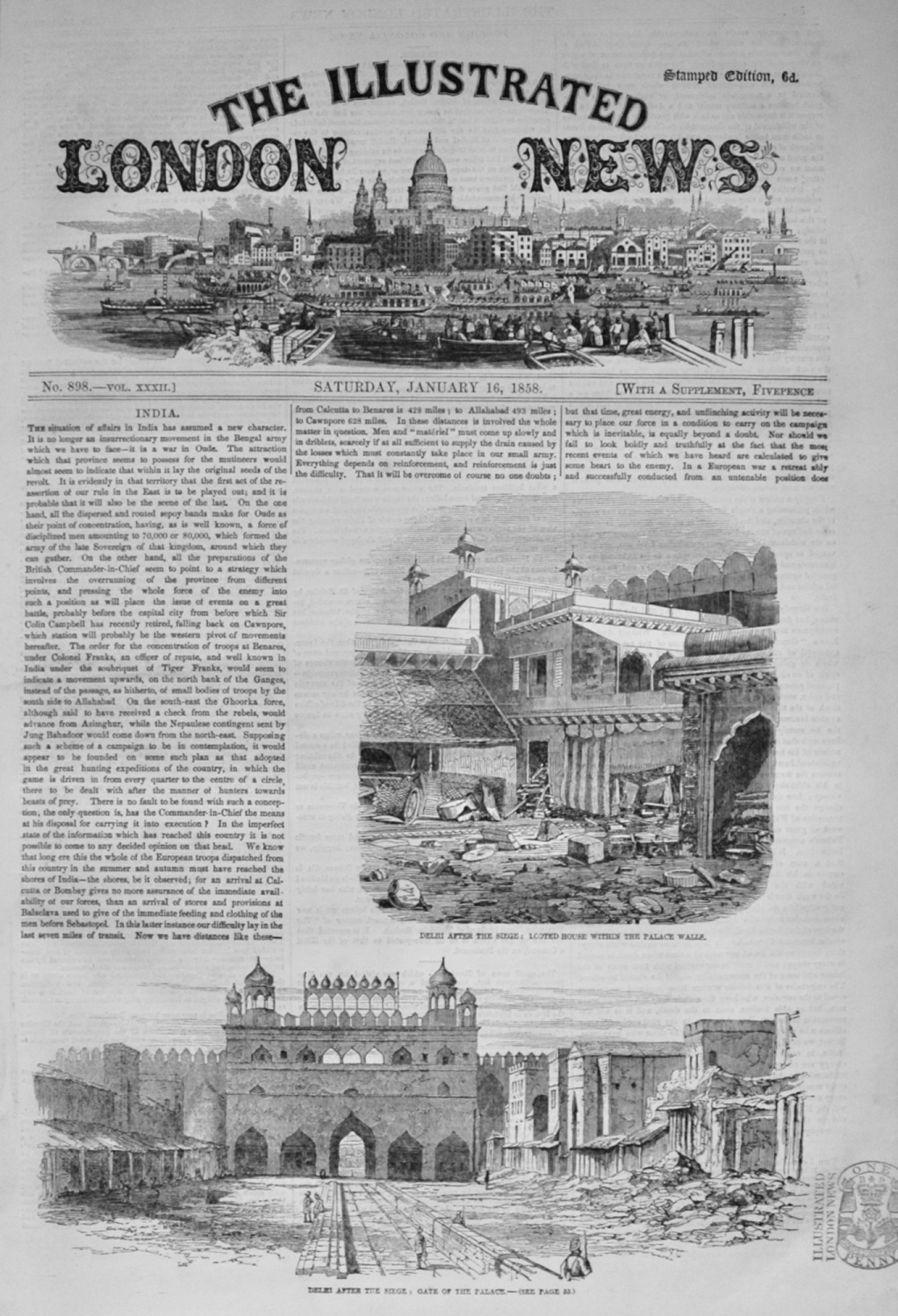 The Illustrated London News, January 16, 1858