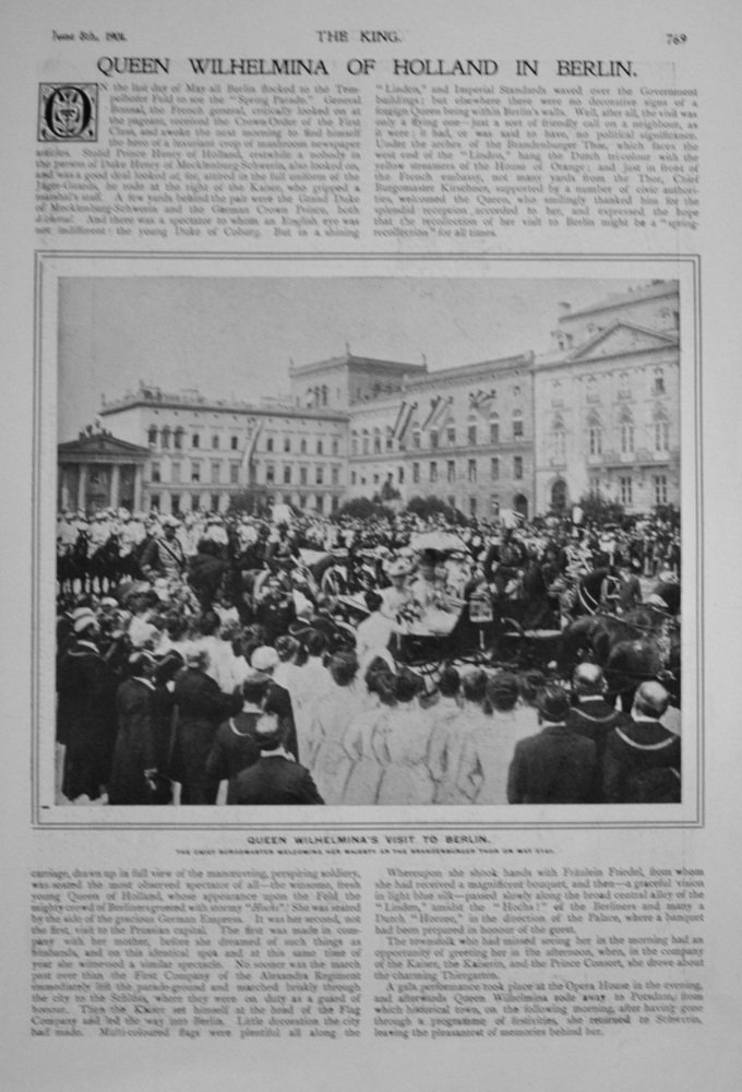Queen Wilhelmina of Holland in Berlin