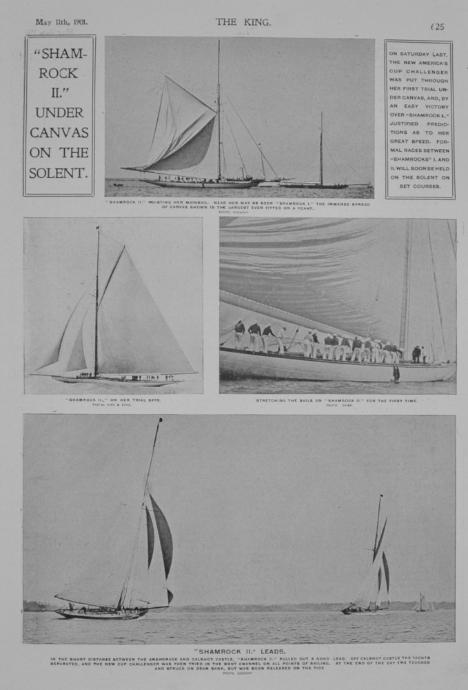 "Shamrock II" under canvas on the Solent - 1901