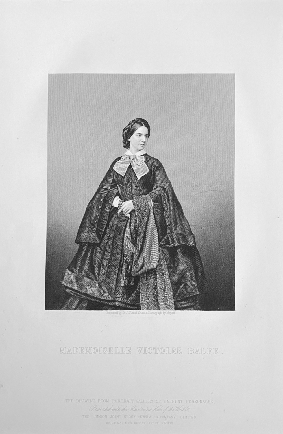 Mademoiselle Victoire Balfe.  1860.