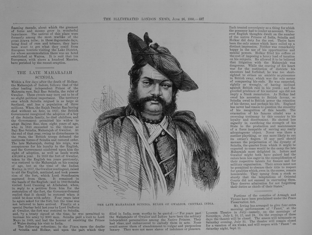 The late Maharajah Scindia