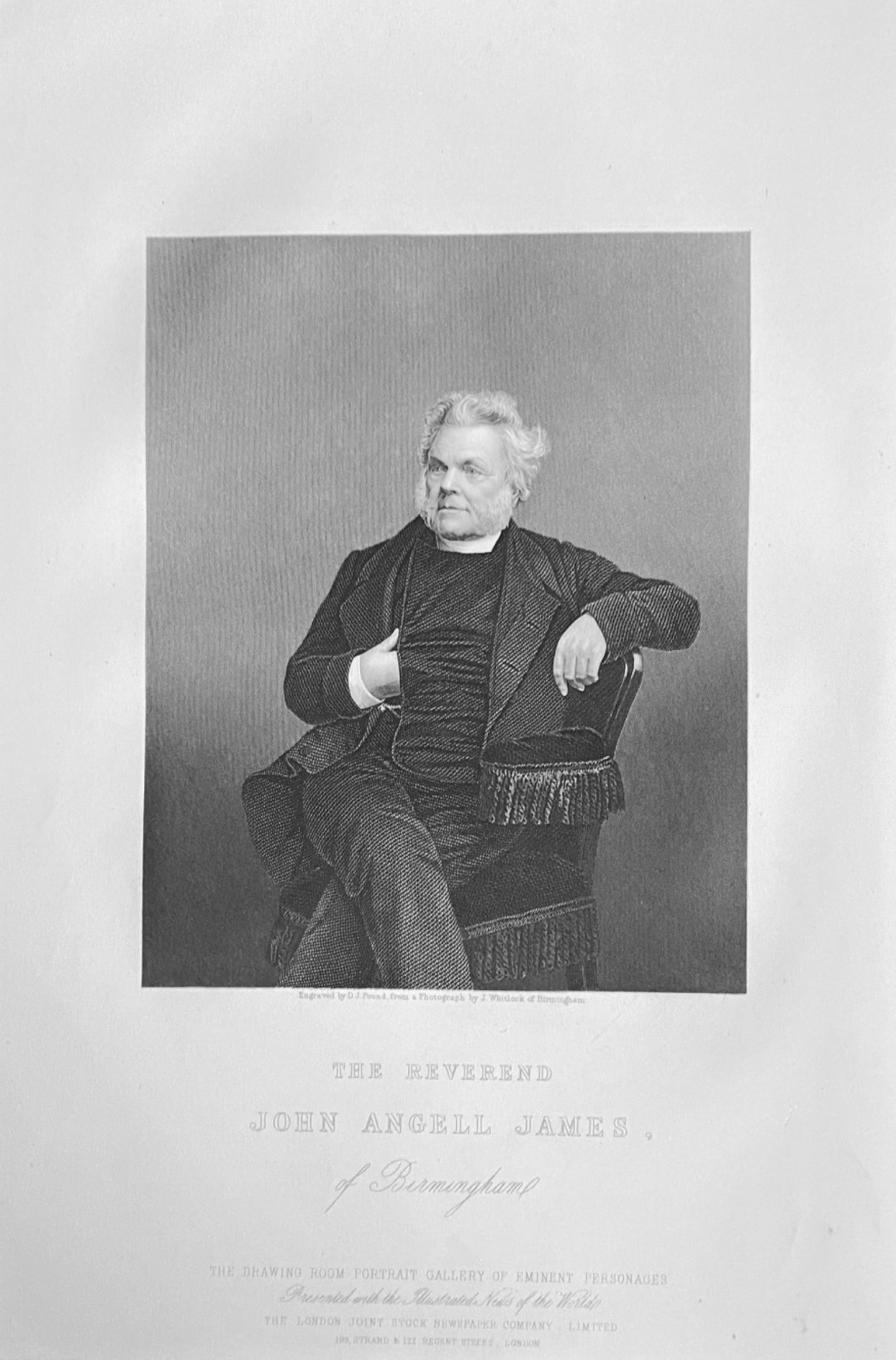 The Late Reverend John Angell James, of Birmingham.  1860.