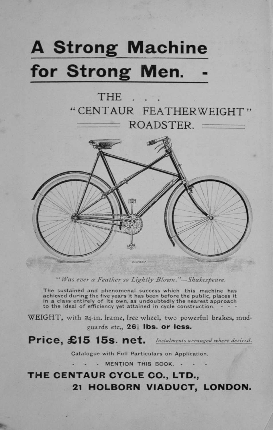 The Centaur Cycle Co Ltd - 1904