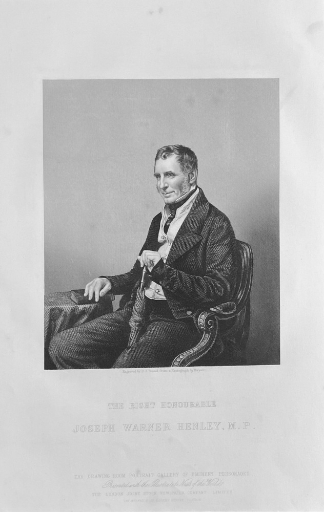 The Right Honourable Joseph Warner Henley,  M.P.  1859.