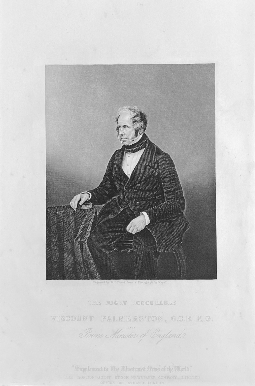 The Right Honourable Viscount Palmerston,  G.C.B.  K.G.  1859.