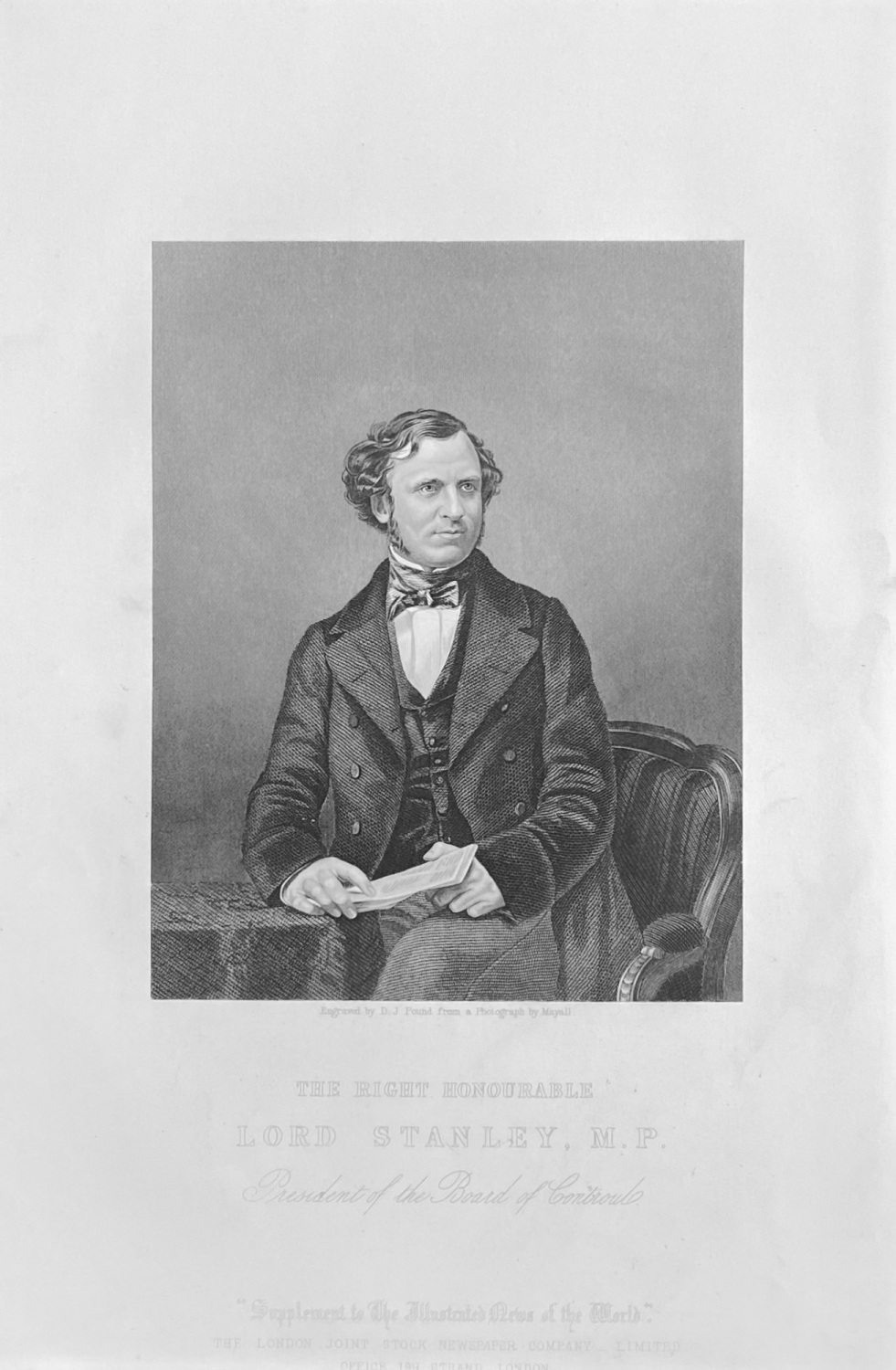 The Right Honourable Lord Stanley,  M.P.   1859.