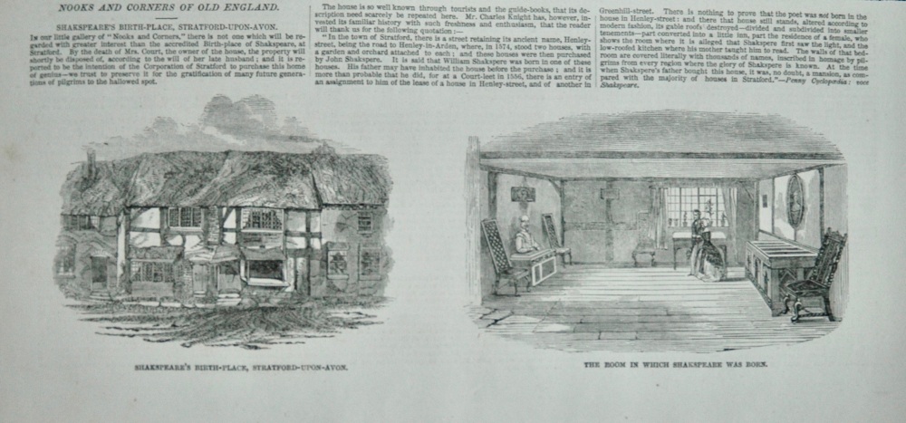 Shakspeare's Birth Place, Stratford Upon Avon