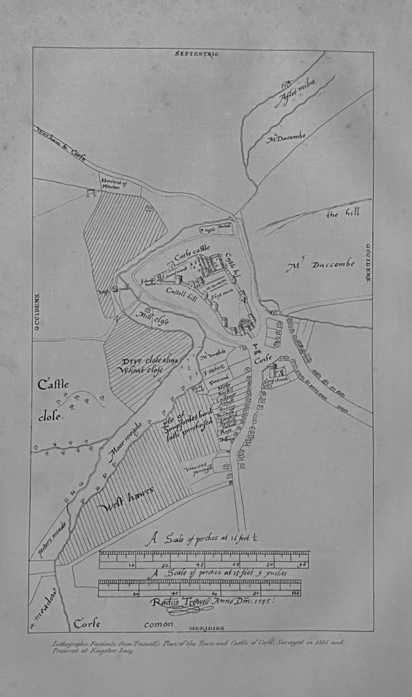 Lithographic Facsimile plans of Corfe Castle and Corfe.