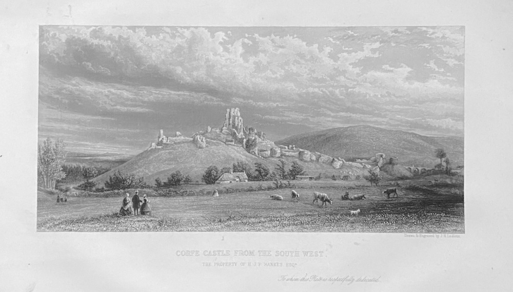 Corfe Castle from the South West.  1861.